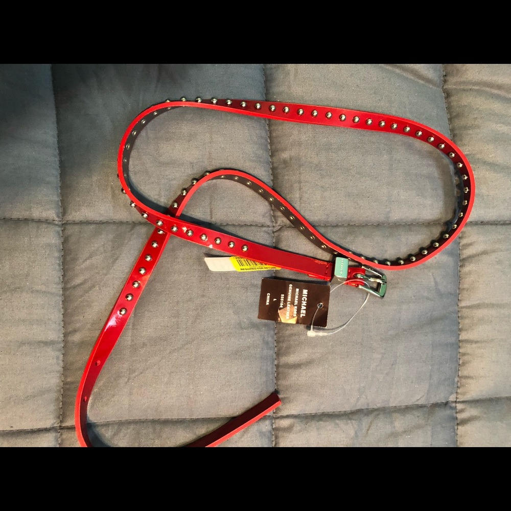 Red Patent Studded MK Belt sz L NWT